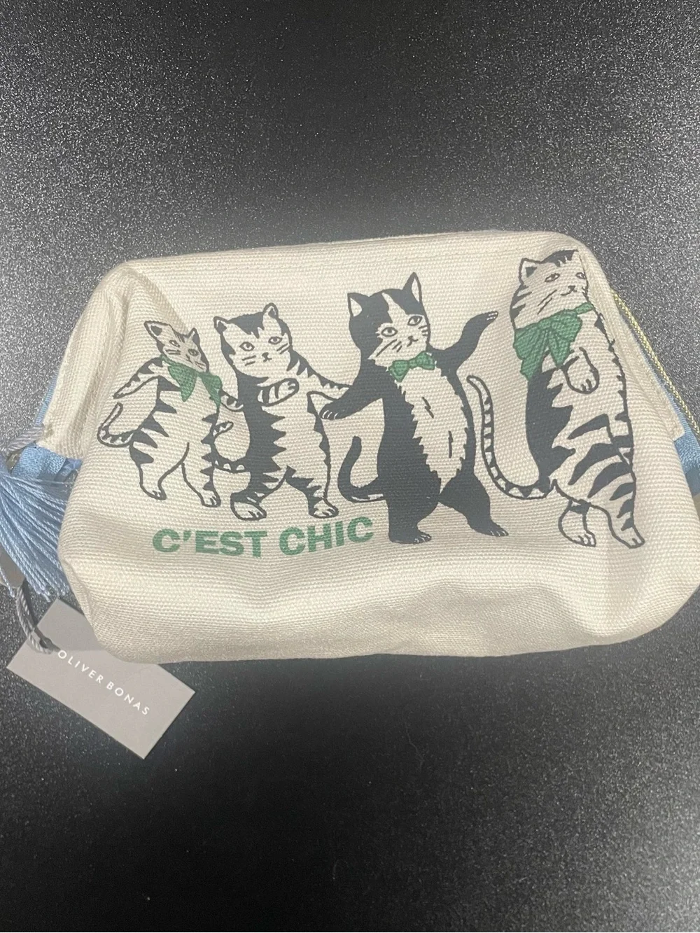 Oliver Bonas “C’est Chic” Make Up Bag with Cats. NWT 🐱